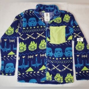 Disney Star Wars Sherpa Fluffy Fleece Full Zip Jacket Graphic Size XXL NWT